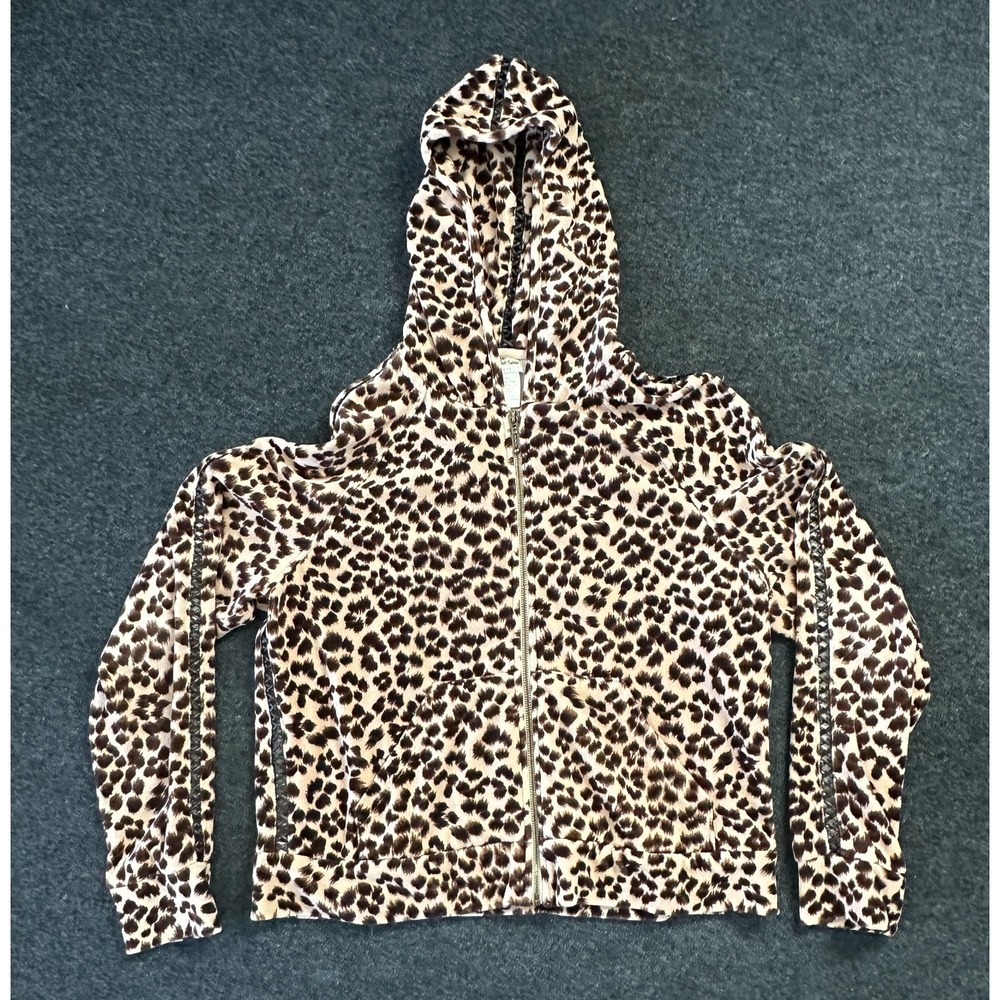 Vtg Neiman Marcus Leopard Velour Full-Zip Hoodie Sweatshirt Sz XL Preppy Safari